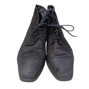 Vintage 80s  Anne Klein ll black suede granny lace up boots size 7.5M